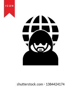 Hacker icons with bug virus crack worm spam isolated vector illustration - Vector
