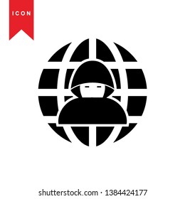 Hacker icons with bug virus crack worm spam isolated vector illustration - Vector
