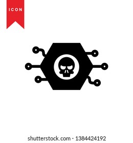 Hacker icons with bug virus crack worm spam isolated vector illustration - Vector
