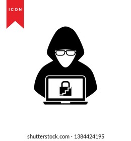 Hacker icons with bug virus crack worm spam isolated vector illustration - Vector
