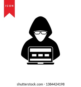 Hacker icons with bug virus crack worm spam isolated vector illustration - Vector
