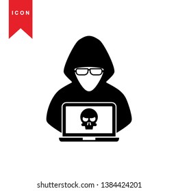 Hacker icons with bug virus crack worm spam isolated vector illustration - Vector
