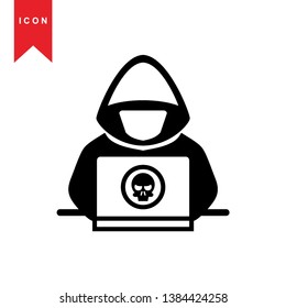 Hacker icons with bug virus crack worm spam isolated vector illustration - Vector
