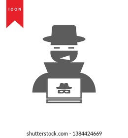 Hacker icons with bug virus crack worm spam isolated vector illustration - Vector
