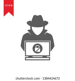 Hacker icons with bug virus crack worm spam isolated vector illustration - Vector
