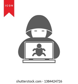 Hacker icons with bug virus crack worm spam isolated vector illustration - Vector

