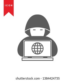 Hacker icons with bug virus crack worm spam isolated vector illustration - Vector
