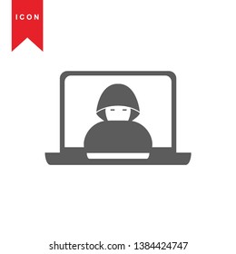 Hacker icons with bug virus crack worm spam isolated vector illustration - Vector
