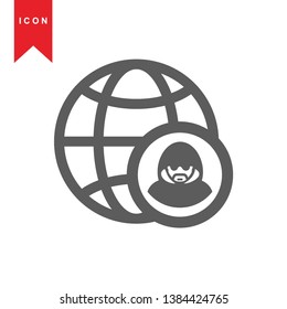Hacker icons with bug virus crack worm spam isolated vector illustration - Vector
