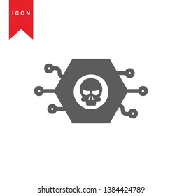 Hacker icons with bug virus crack worm spam isolated vector illustration - Vector

