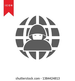 Hacker icons with bug virus crack worm spam isolated vector illustration - Vector
