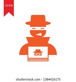 Hacker icons with bug virus crack worm spam isolated vector illustration - Vector
