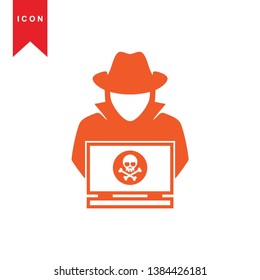 Hacker icons with bug virus crack worm spam isolated vector illustration - Vector

