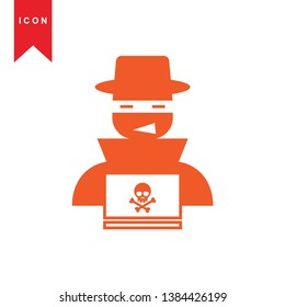 Hacker icons with bug virus crack worm spam isolated vector illustration - Vector
