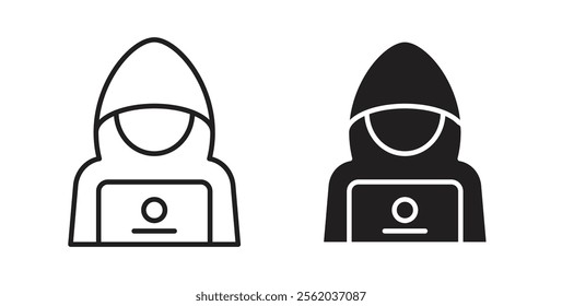 Hacker icons in flat and line style set.