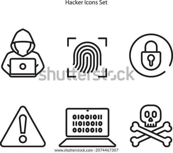 Hacker Icons Isolated On White Background Stock Vector (Royalty Free ...