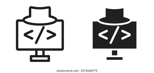 Hacker icons in outline and stroke versions