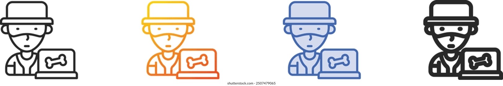 hacker icon.Thin Linear, Gradient, Blue Stroke and bold Style Design Isolated On White Background