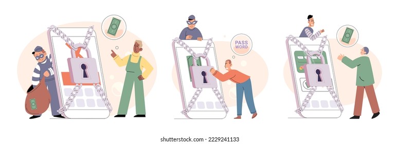 Robo de identidad hacker, concepto de fraude de internet. Crimen, spam, spyware que desbloquea la seguridad de los ordenadores y los teléfonos. Puede tener acceso al código de cuenta. cuenta de phishing, robo de datos, ciberataque. Robando contraseña