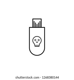 Hacker, infected USB flash drive icon on white background. Can be used for web, logo, mobile app, UI UX