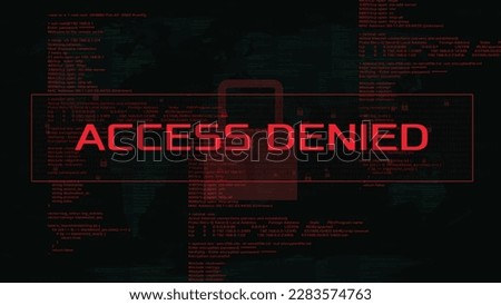 Hacker interface screen. Code window high tech UI. Vector HUD. Access denied warning