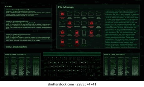 Hacker-Schnittstellenbildschirm. Benutzeroberfläche für Cyberkriminalität. Vector HUD Requisiten.