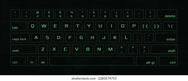 Hacker interface screen. High tech UI computer keyboard. Vector HUD. 