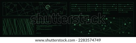 Hacker interface screen. High tech UI. Vector HUD. 