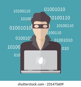 Hacker, Internet Security concept. Flat design vector illustration.