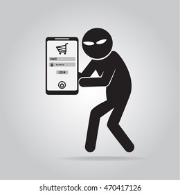 Hacker, Internet security concept. protection to stealing a data on mobilephone
