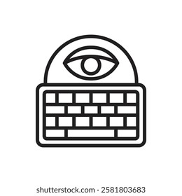 Hacker Keylogger Outline Icon Vector Illustration