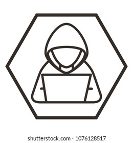 hacker with laptop character