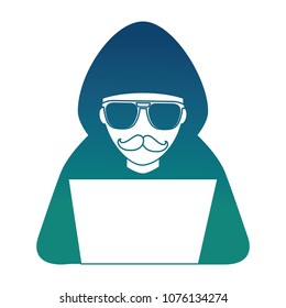 hacker with laptop character