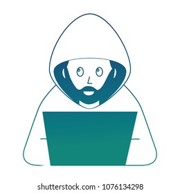 hacker with laptop character