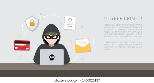 Hacker With Laptop Computer Stealing Confidential Data, Personal Information And Credit Card Detail. Hacking Concept.