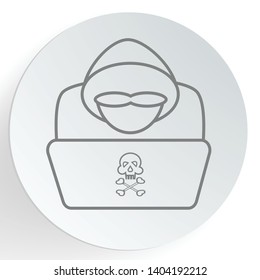 Hacker with laptop computer stealing confidential data, personal information and credit card detail. Hacking concept