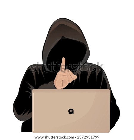 Hacker with laptop computer stealing confidential data, personal information, credit card. Internet phishing concep