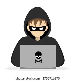 Hacker mit Laptop-Computer versuchen, Passwörter und vertrauliche Daten zu stehlen.