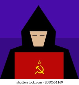 hacker at laptop doing his dirty job