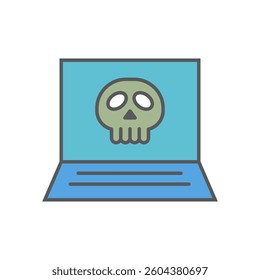 Hacker at laptop flat icon isolated on white background