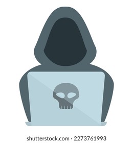 Hacker laptop icon cartoon vector. Computer steal. Online crime