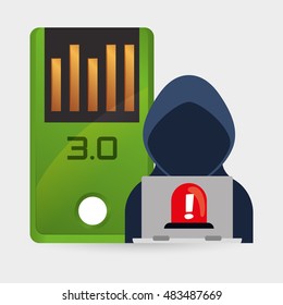 Hacker and laptop icon. Cyber security system and media theme. Colorful design. Vector illustration