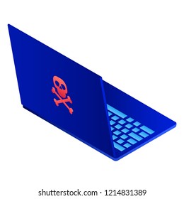 Hacker laptop icon. Isometric of hacker laptop vector icon for web design isolated on white background