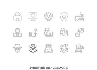 Hacker at laptop icon, hacker icon pack, simple outline style  