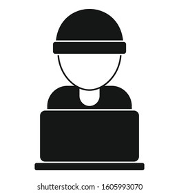 Hacker laptop icon. Simple illustration of hacker laptop vector icon for web design isolated on white background