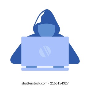 Hacker with laptop icon. Vector illustration
