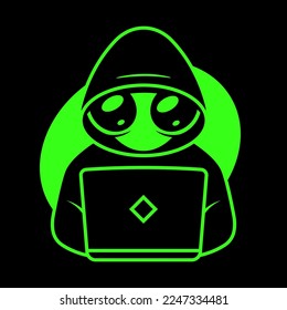 hacker at the laptop low poly wireframe. Internet security protection business concept. vector illustration point line dot geometric design. isolated on dark background.