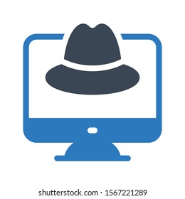 hacker laptop vector glyph colour icon 