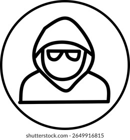 hacker line icon in circle. Digital security icon theme in circle