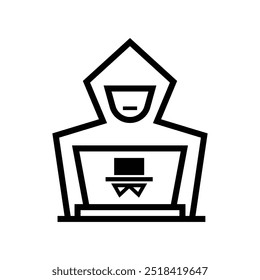 Symbol für Hackerzeile auf weißem Hintergrund. Flacher Designvektor. EPS 10.